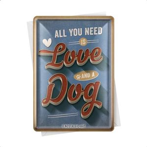 Nostalgic-Art Retro wenskaart pootenschild Love Dog, cadeau voor hondeneigenaar, blikken ansichtkaart, 10 x 14 cm