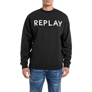 Replay Heren sweatshirt regular fit met ronde hals, 098 Black, XL