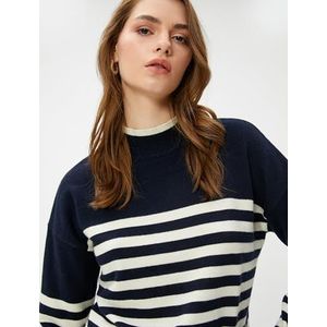 Koton Dames halve coltrui oversized sweater, ecru strip (0s1), S
