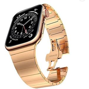 FOUUAAO Compatibel met Apple 7 Watch Bandje Roestvrij staal 45mm 44mm 41mm 40mm Premium roestvrijstalen metalen vervangende band voor iwatch voor Series7 6 5 4 3 2 1 SE