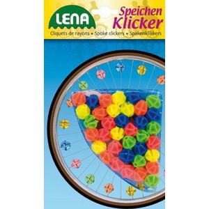 Lena 61094-36 stuks spaakklikkers kralen kleurenmix, spaakkralen voor fiets, driewieler of scooter, spaakclips als accessoire voor kinderfiets, kleurrijke kunststof clips voor kinderen vanaf 3 jaar