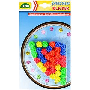 Lena 61094-36 stuks spaakklikkers kralen kleurenmix, spaakkralen voor fiets, driewieler of scooter, spaakclips als accessoire voor kinderfiets, kleurrijke kunststof clips voor kinderen vanaf 3 jaar