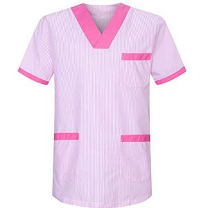 Misemiya - Werkkleding Unisex kraag PIC korte mouwen Medisch Unisex - Ref.817, Fuschia T817-9, S