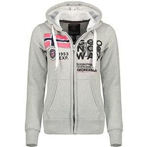 Geographical Norway Gasado Lady Damessweatshirt met capuchon, kangoeroezakken, sweatshirt, lange mouwen, warm, hoodie, jas, dames, lente, zomer, herfst, winter (lichtgrijs XL), Lichtgrijs, XL