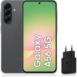 Samsung Galaxy A56 5G, Android smartphone, 128 GB, snellader 25 W inbegrepen, smartphone ontgrendeld, grafiet