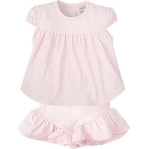 BABIDU Set voor meisjes met korte mouwen T-shirt en ruches met broek en rok uniseks baby, Roze, 12 Maanden
