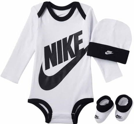 Nike - Futura Logo - 3-delige Set voor Babyjongens - Wit met Zwarte Details