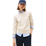 Tommy Hilfiger - CO CABLE C-NK LS SWEATER - Htr Oatmeal - Trui