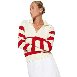 Trendyol FeMan Regular fit Basic Polo Neck Knitwear Trui, Ecru, S, Ecru, S