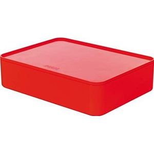 HAN Ladebox Allison SMART-ORGANIZER gebruiksvoorwerpen box met binnenschaal en deksel/dienblad, stapelbaar, voor kantoor, bureau, badkamer, keuken, meubelvriendelijke rubberen voetjes, 1110-17,