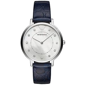 Emporio Armani dames met twee handblauwe lederen horloge