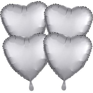 Amscan 3897801 - multipack folieballon satijn luxe platinum harten, verjaardag, Valentijnsdag, Moederdag, heliumballon