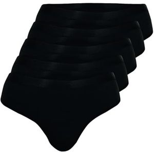 Athena Regels, set van 5 tanga's, menstruatieslipjes voor dames, Zwart, XS