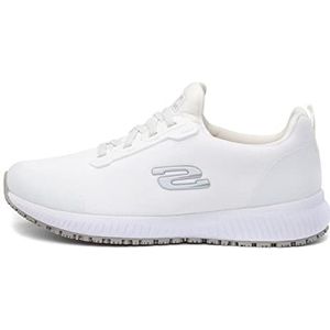 Skechers Dames Squad Sr Sneaker, Wit plat gebreid, 35 EU