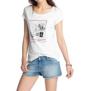 ESPRIT Dames T-shirt met motief en strass, met print, meerkleurig (white 100), S