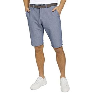 TOM TAILOR Mannen Gestructureerde Josh chino shorts met riem 1025034, 11289 - Light Blue Minimal Indigo, 29