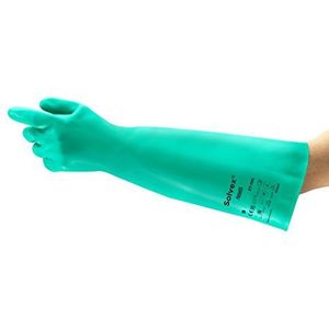 Ansell Alphatec 37-185 Handschoenen Chemische Bescherming In Nitril, Ondraaglijke Handschoen Zeer Resistente Vloeistof En Oplosmiddelen, Epi Men Woman, Herbruikbaar, Groen, Maat XL (1 Paar)