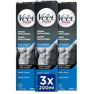 Veet Men heren-ontharingscrème voor rug en benen gevoelige huid 200 ml