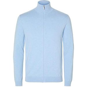 SELETED HOMME Heren Slhberg Full Zip Cardigan Noos gebreide jas, Cashmere Blue/Detail: melange, XL