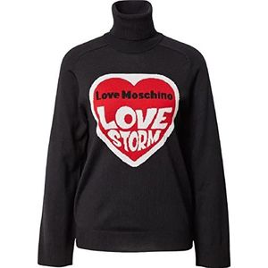 Love Moschino Dames Long Raglan Sleeved with Love Storm Heart Jacquard Intarsia Pullover Sweater, zwart, 38