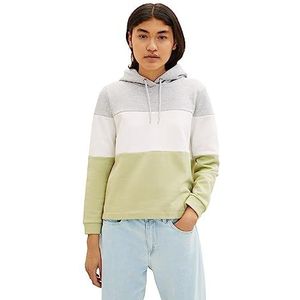 TOM TAILOR Denim Colorblock Hoodie voor dames, 32256-dusty pear green, XXL