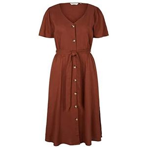 TOM TAILOR Denim Dames linnen jurk met riem 1031873, 29566 - Nut Brown, S