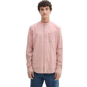 TOM TAILOR Denim Heren Slim Fit Dobby Shirt met borstzak, 36060 - Red Herringbone Structuur, XXL