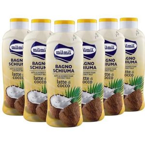 MILMIL Badkamer-schuim kokosmelk 1000 ml verpakking met 6 stuks