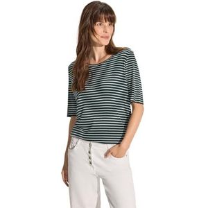 Gestreept T-shirt, fir green, L