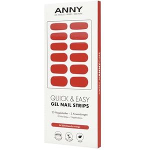 ANNY Gel nagelstrips - uv-nagelfolie om op te plakken, met uv-lamp, duurzaam en splintervrij, eenvoudig in gebruik, kleur: bloody orange - gedempt baksteenrood, nr. 50