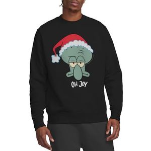 Spongebob Squarepants Squidward Christmas Joy Crew Sweatshirt, Zwart, Medium, Zwart, M