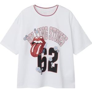 NAME IT Meisjes Nkfacara Rollingstones RLX Top Box Unv, wit (bright white), 146-152