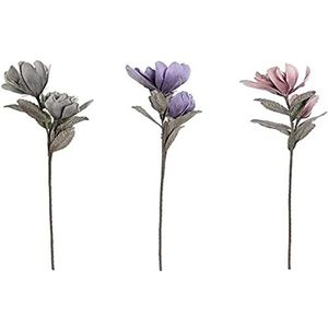 DKD Decoratieve bloem Home Decor Grijs Roze EVA (ethyleenvinylacetaat) Paars (3 stuks) (25 x 25 x 95 cm)