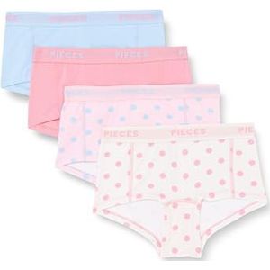 PIECES Pclogo Lady Boxers 4 Hipsters, Wild Rose/Pack: 4-pack Wiro-blbe-clda/Dots-fatl/Dot, XL voor dames, Wild Rose/Pack: 4-pack Wiro-blbe-clda/dots-fatl/dots, XL