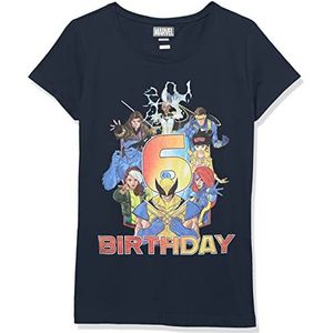 Marvel Little, Big Classic Xmen 6e Birthday Girls Short Sleeve Tee Shirt, Navy Blue, Medium, Navy, M