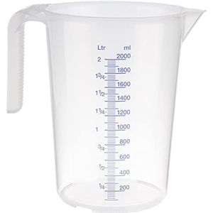 APS Maatbeker 2 liter, Ø 15 x H: 20,5 cm, kunststof beker met maatschaal in reliëf aan de buitenkant, open handvat, l/ml indeling, vaatwasmachinebestendig