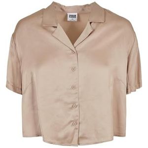Urban Classics Dames Dames Dames Viscose Satijn Resort Shirt Hemd, Soft ttaupe, 4XL