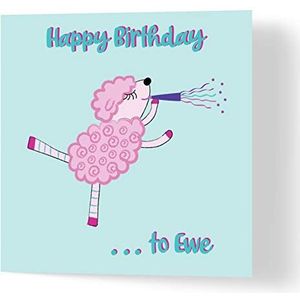 Wuzci ""Happy Birthday to Ewe"" verjaardagskaart, 150 mm lengte x 150 mm breedte