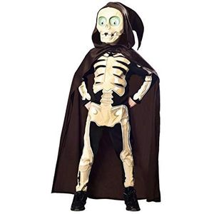 Amscan - Kinderkostuum Magere man, overall, cape, masker, Grim Reaper, skelet, horror, themafeest, carnaval, Halloween