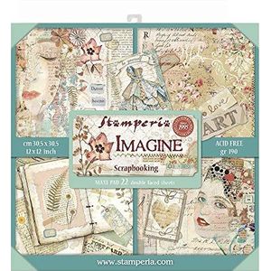 STAMPERIA SBBXL04 papierblok 22 vellen 30.5 x 30.5 (12"" x 12"") dubbelzijdig Imagine, meerkleurig