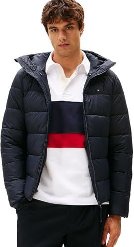 TOMMY HILFIGER - Gewatteerde Jas - Marine - Recht Model - Warm Gevoerd