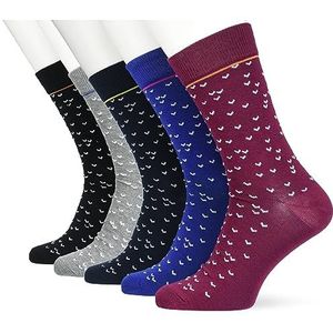 JACBIRDEYE SOCKS 5 PAK, Grijs Melange/Pack: Purple Portie - Navy Blazer - Nautical Blue - Zwart, One Size