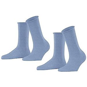 ESPRIT Dames Sokken Basic Pure 2-Pack W SO Katoen eenkleurig Multipack 2 Paar, Blauw (Jeans Melange 6458), 39-42