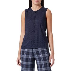 People Tree Dames Lina BroderieTop Top, Navy, 10, marineblauw, 36
