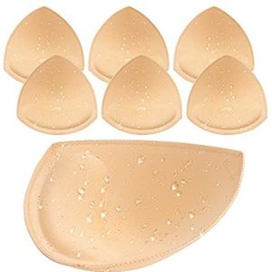 Nimiah Waterdichte Badpak BH Inserts Pads Verwijderbare Badpak Insert 3 Paar Bikini Push Up Inserts voor A/B C Cup, Beige, A/B
