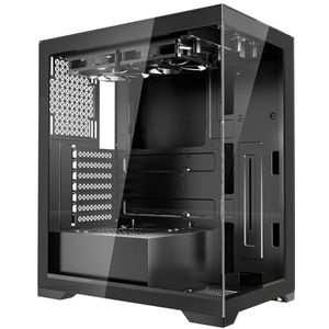 VEVOR PC-gaminghoes, middentoren, computerbehuizing met hoog luchtstroompaneel van gehard glas, stoffilter, 2 x 120 mm ventilatoren, kabelbeheer, voor GPU tot 360 mm lengte, compatibel met ATX/M-ATX