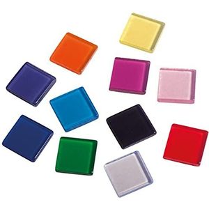 Rayher Acryl mozaïek, transparant 1x1cm, ca. 205stuks, SB-Box 50g, kleurrijke mix, vierkant, kunststofstenen, kunststofmozaïek doorschijnend, 14540999, kleurrijk
