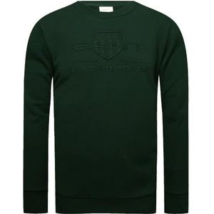 GANT REG Tonal Shield C-Neck Sweat, Tartan Green, L