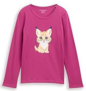 TOM TAILOR - Shirt - Lichtbruin - Lange Mouw - Ronde Hals - Motiefprint