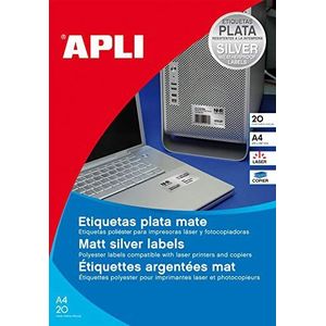 APLI 12974 - Zilveren metalen etiketten 210,0 x 297,0 mm 100 vellen